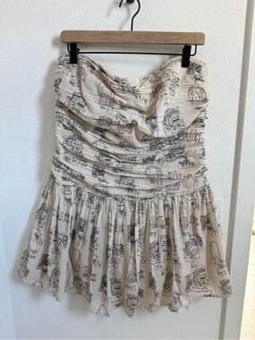 Abercrombie & Fitch Cream Smocked Strapless Dress